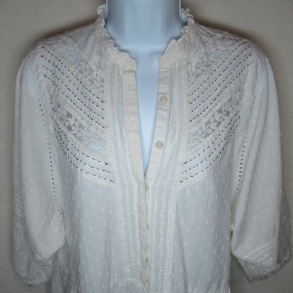 Anthropologie White Swiss Dot Boho Babydoll Dress | Size Small - Picture 4 of 14